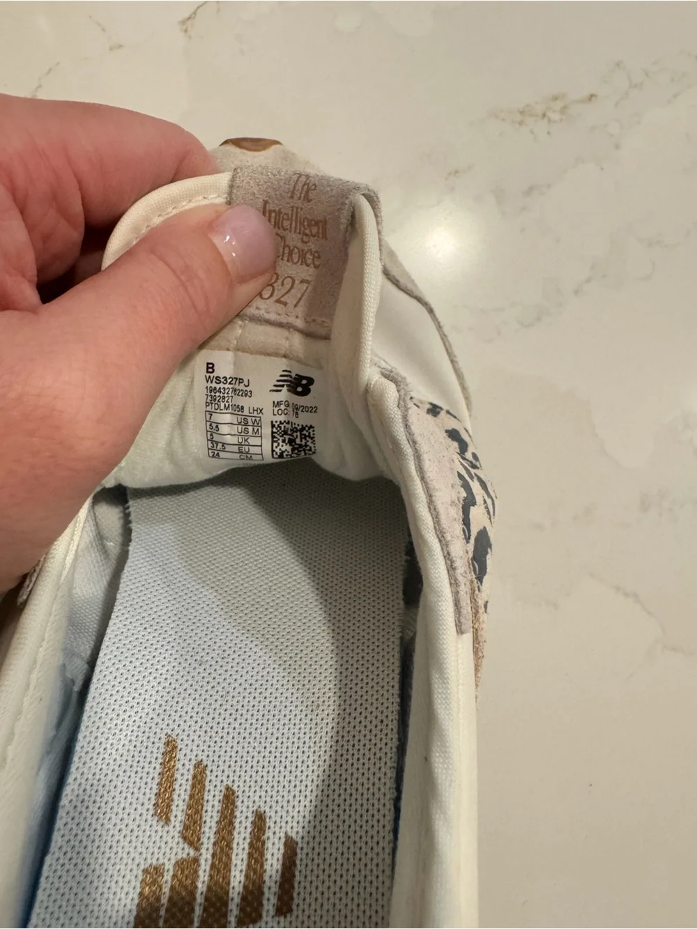 New Balance 327 Sneakers | Linen/Sea Salt/Leopard | Size 7 - Picture 7 of 7
